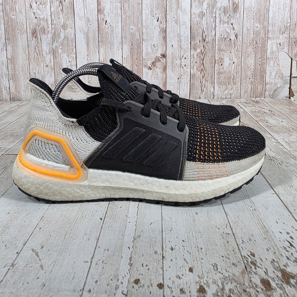 Adidas Ultraboost 19 Mens Black Grey Solar Orange Running Shoes G27514 Size 8